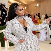 precious lee arrives at the 2021 met gala in a sparkly suit