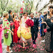 Photograph, Ceremony, Green, Event, Yellow, Pink, Tradition, Dress, Wedding, Marriage, 