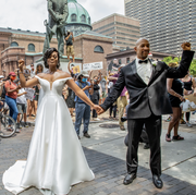 kerry anne and michael gordon at a black lives matter protest right before their wedding in philadelphia, pa